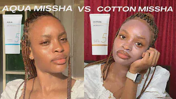 MISSHA SUNSCREEN REVIEW// All around safe block Aqua sun vs Cotton sun// oily skin friendly?|| Mujii